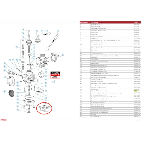Vaschetta 19990 senza troppo pieno per carburatore PHDG DELL'ORTO