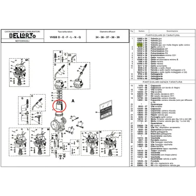 Valvola gas 14760 per carburatore VHSB DELL'ORTO