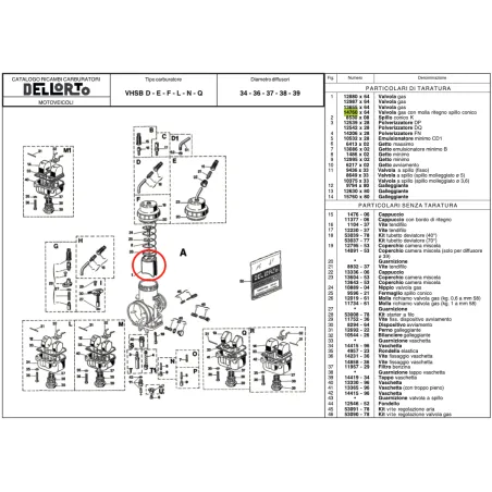 Valvola gas 14760 per carburatore VHSB DELL'ORTO