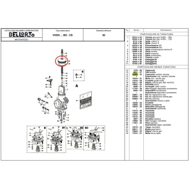 Coperchio camera miscela per carburatore VHSH DELL'ORTO