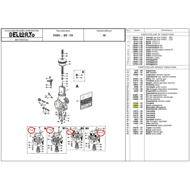 Perno galleggiante 12692 per carburatori VHSH e VHSB DELL'ORTO