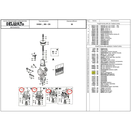 Perno galleggiante 12692 per carburatori VHSH e VHSB DELL'ORTO