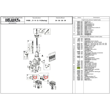 Floating pin 12692 for carburetors VHSH and VHSB DELL'ORTO