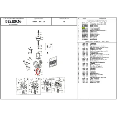 Polverizzatore DP 12539 per carburatori VHSH e VHSB DELL'ORTO