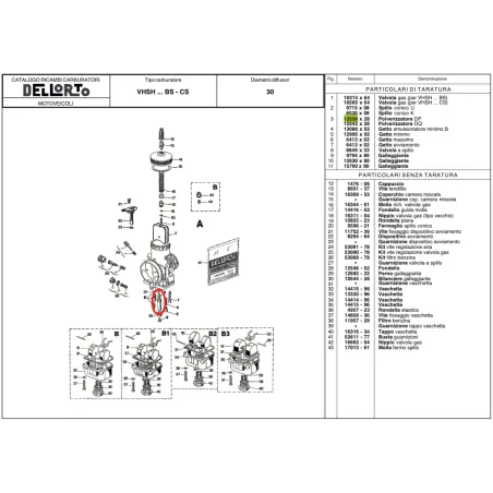Polverizzatore DP 12539 per carburatori VHSH e VHSB DELL'ORTO