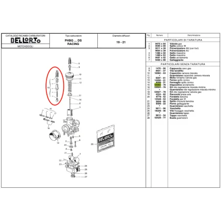Kit avviamento aria a filo 53002 per carburatori PHBG e PHDG DELL'ORTO