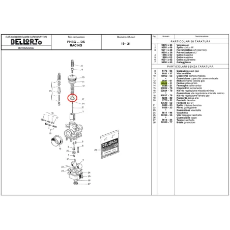 Fermo spillo conico 14958 per carburatori PHBG e PHDG DELL'ORTO
