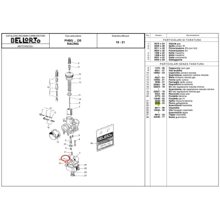Perno galleggiante 9506 per carburatori PHBG e PHDG DELL'ORTO