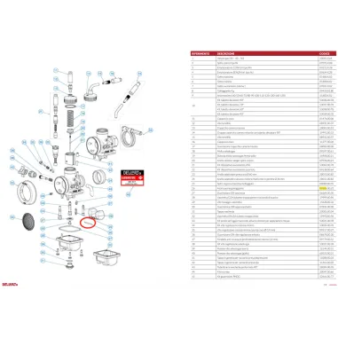 Floating pin 9506 for carburetors PHBG and PHDG DELL'ORTO