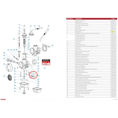 Galleggiante 9450 per carburatori PHBG e PHDG DELL'ORTO