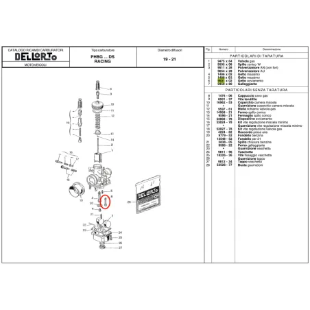 Getto avviamento 9501 per carburatori PHBG e PHDG DELL'ORTO