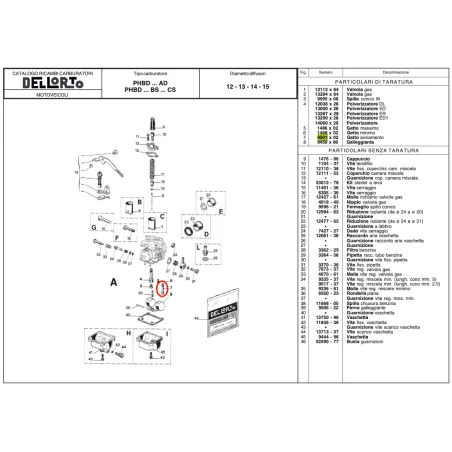 Getto avviamento 9501 per carburatori PHBG e PHDG DELL'ORTO