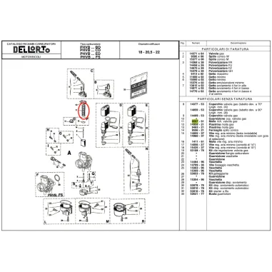 Gas valve spring 9597 for carburetors PHBG and PHDG DELL'ORTO