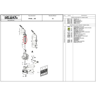 Gas valve spring 9597 for carburetors PHBG and PHDG DELL'ORTO