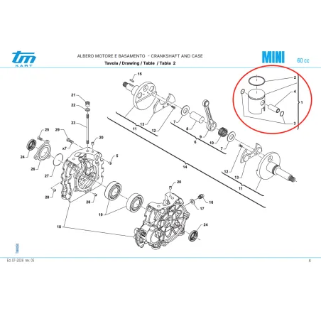 Pistone completo SK con spinotto DLC MINI TM KART