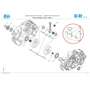 Complete semi-flat piston R2 Racing KZ TM KART