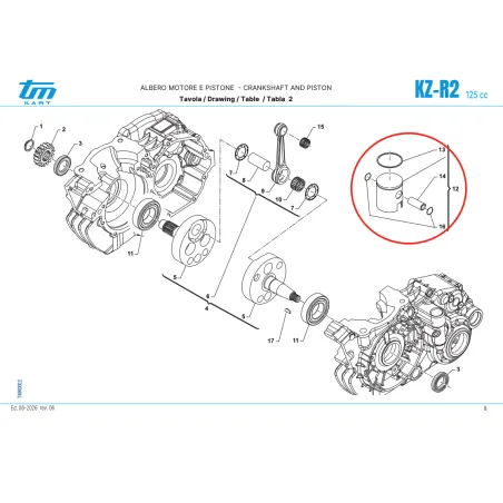 Pistone semi-piatto completo R2 Racing KZ TM KART