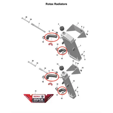 Tubo de agua radiador MICRO-MINI-JUNIOR-SENIOR ROTAX