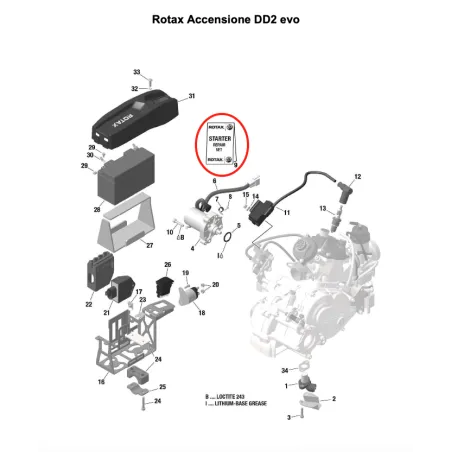 Kit de reparación para motor de arranque MICRO-MINI-JUNIOR-SENIOR-DD2 ROTAX