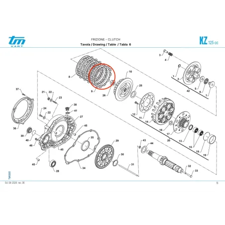 Disco de embrague guarnición KZ TM KART