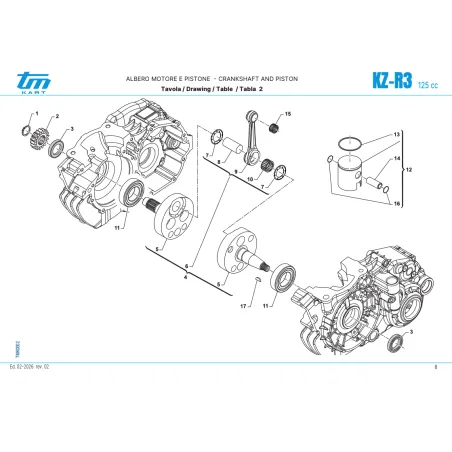 Pistone completo testa piatta 0.8 R1-R2-R3 KZ TM KART